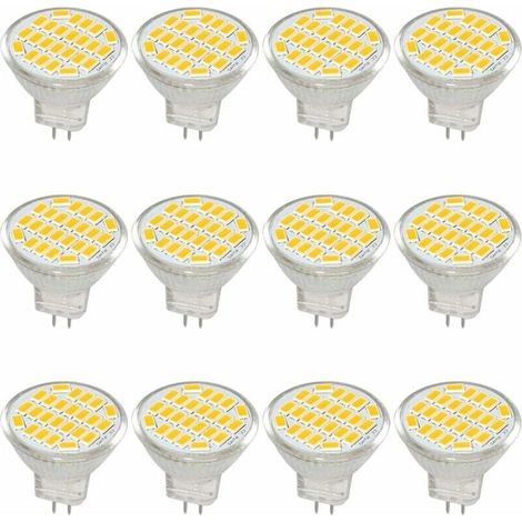 MR11 GU4 LED-Lampe, DC/AC 10–30 V, 3 W, 12 V, 24 V, entspricht 30 W Halogenlampe, 400 Lumen, Warmweiß 3000 K, Ersatz-LED für Garten- und Innenbeleuchtung (12er-Pack) – LIAIKI