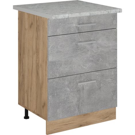 Küchenunterschrank R-Line, Beton, 60 cm AP Marmor, Vicco