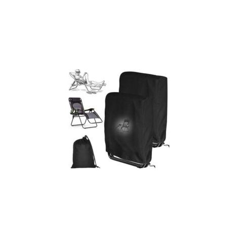 Set aus zwei Klappstuhlüberzügen, 93 x 82 cm, wasserdichte Gartenstuhlüberzüge aus Oxford-Gewebe, winddicht, UV-beständig, stapelbar (schwarz). – Crezuo