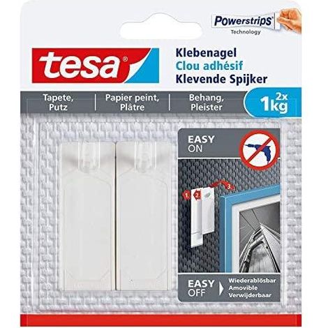 tesa Clavo adhesivo blanco para fijación decorativa