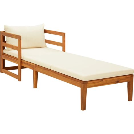 Tumbona con cojines crema madera maciza de acacia vidaXL (1/5)