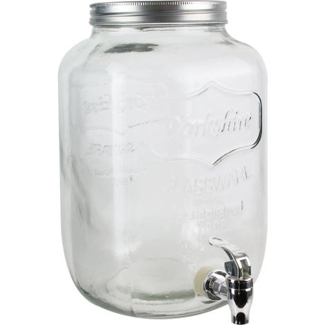 Fontaine à boisson en verre 8L – Large ouverture pour préparation facile – Robinet de service pour un usage convivial – Bigbuy