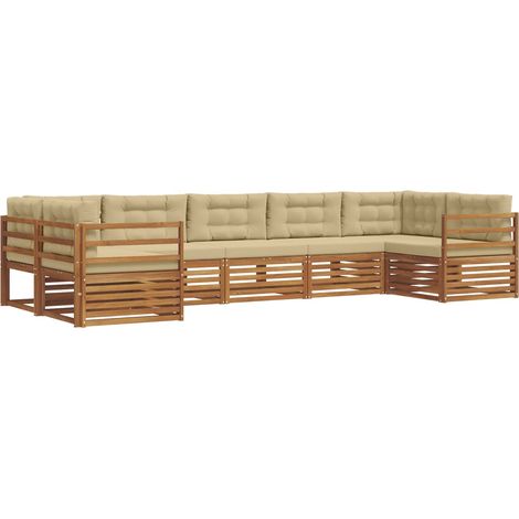 Outdoor Sofa Set with Cushion 7 pcs Natural and Beige vidaXL (1/5)
