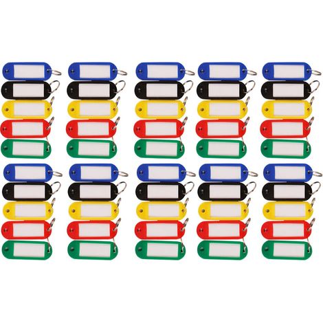 Lot de 50 étiquettes porte-clés de couleurs assorties, unies et simples, pour la classification. (1/5)