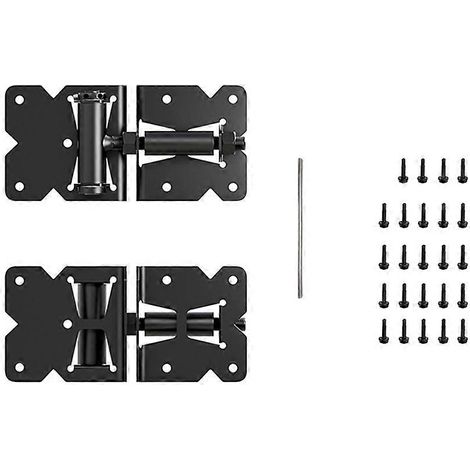 Charnière de portail à fermeture automatique robuste, réglable à 90 degrés, avec vis de fixation et outil de réglage pour clôtures (1/5)
