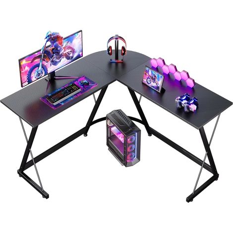 Bureau Gaming d’Angle en L 120 × 120 cm, Table PC Gamer pour Travail, Études et Maison, Structure Stable (1/5)
