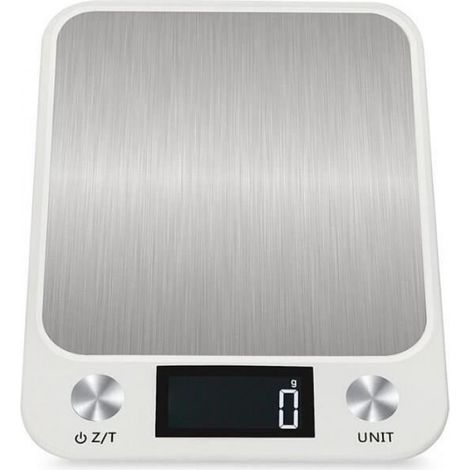 Balance De Cuisine - 5000 G - Précision 1 G - Écran LCD Blanc - Acier Inoxydable - 7 Unités De Mesure - 1 Pièce (1/4)