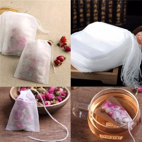 Sachets de tisane chinoise en tissu non tissé, sachets d'épices, sachets filtrants jetables à cordon. (1/5)