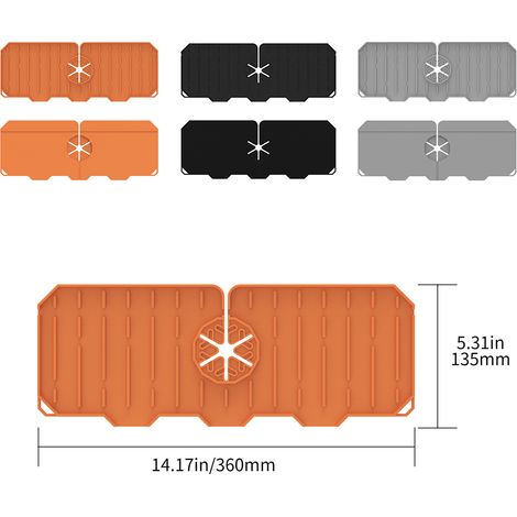 Tapis d'évier en silicone, protection pour robinet de cuisine et salle de bain, bouchon absorbant pour robinet, support pour bonde de lavabo et de cuisine (1/5)