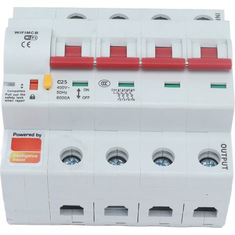 Disjoncteur intelligent 4P avec télécommande WiFi et Bluetooth, verrouillage de sécurité AC 400V pour usage domestique, 25A (1/5)