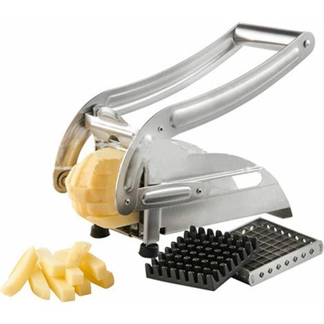 Coupe Frites - Acier Inoxydable - 36 Trous et 64 Trous - Antidérapant avec Ventouse - Pour Pommes de Terre et Légumes - 1 Pièce