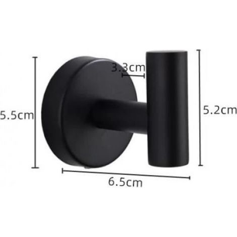 Patère - Acier Inoxydable - Noir - Salle De Bain - Lot De 4 (1/4)