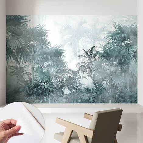 Selbstklebend Tapete - abwaschbar - Raumgestaltung Schlafzimmer Wohnzimmer Tapete Exotisches Grün 104x70 cm (1/5)