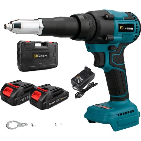 Pistolet à riveter électrique, moteur sans balais, haute force de traction, 2 Batterie BoîteEnPlastique (1/2)