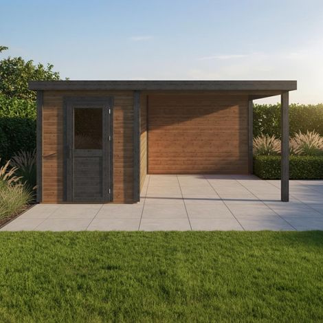 Abri de jardin en bois Vala 5.06x2.59m - 13.1m2 - Ep. 28mm - Traité (1/4)