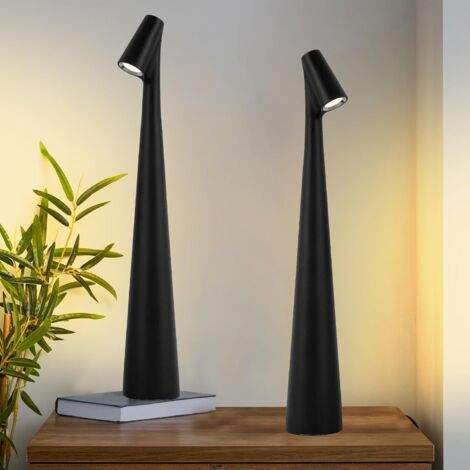 Lot de 2 lampes de table sans fil noires, rechargeables, tactile et étanches, idéales pour la lecture, la chambre, le salon ou une table de chevet 45cm (1/4)