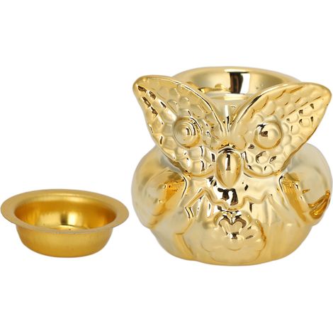 Brûle-Encens en Céramique Doré avec Motif Hibou, Diffuseur d'Arômes, Support de Bougie pour Spa, Méditation, Salon de Beauté (1/5)