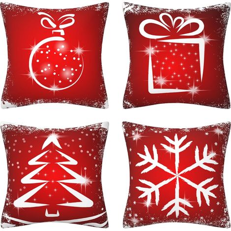 Set di 4 federe natalizie, federe decorative natalizie da 45 x 45 cm, cuscino decorativo natalizio per divano, federa per cuscino a tema natalizio, cuscino natalizio per camera da letto, auto, soggior