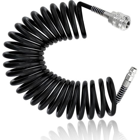 Compressed Air Hose 5 m, Black PU Air Compressor Hose 10 x 6.5 mm with Quick Connection, Flexible Air Compressor for Compressor and Pneumatic Tools (1/5)