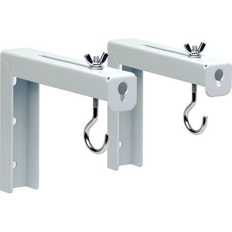 L-shaped wall mount for projection screens - a pair, white, for home projectors and cinema screens. (1/5)