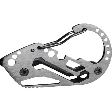1 pièce Carte multifonction outdoor, 6-en-1 avec mousqueton, porte-clés, ouvre-bouteille, tournevis plat, clé, en métal, idéale pour le bricolage à la maison, le camping, la randonnée (1/5)