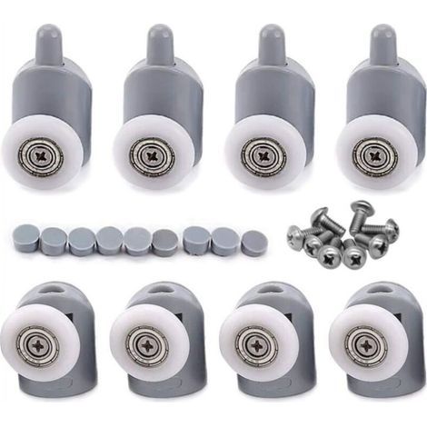 Lot de 8 roulettes de porte de douche 23mm – Rouleaux en nylon et acier inoxydable – Pour verre 3 à 6 mm d'épaisseur – Fonctionnement fluide et silencieux (1/4)