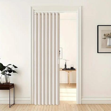 Rideau de placard pour placard ouvert, rideaux accordéon pliables pour placards sans porte, 1 rideau avec embrasse, 100200cm, (tringle non incluse). (1/5)