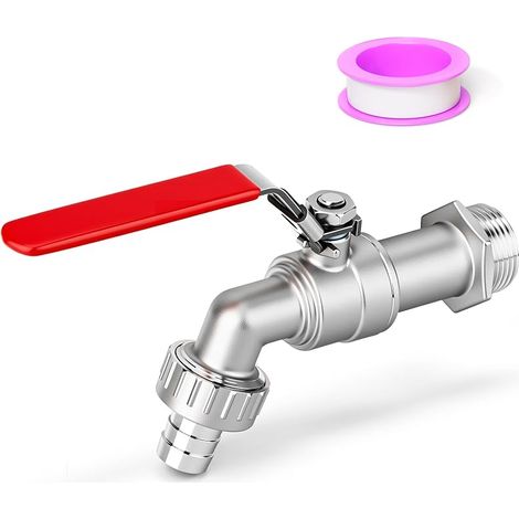 Robinet à bille en acier inoxydable, robinet d'arrêt extérieur pour tuyau d'arrosage mâle 3/4" BSP pour eau, huile et gaz 1000WOG (1/5)