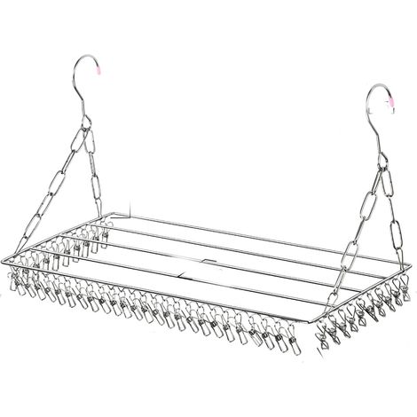 Séchoir à chaussettes - Acier inoxydable - 45 pinces - Structure réglable sans installation pour séchage rapide et stable (1/5)