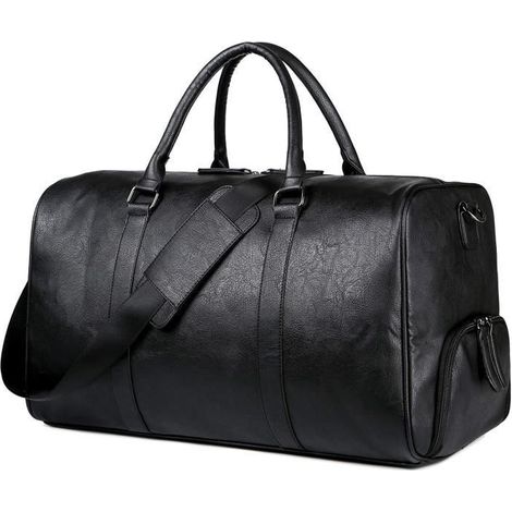 Borsa sportiva ZGEER in pelle PU - Nera - Fitness - Campeggio - 20,8  9,8  11,8 pollici (1/4)