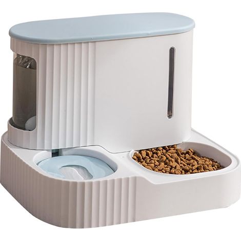 Haustierbedarf Katzenfutterspender 2-in-1 Automatischer Katzenwasserspender Wasserspender für Hunde mit großer Kapazität (blau)