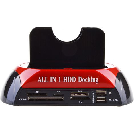 Station d'accueil pour disques durs SATA/IDE doubles 2,5"/3,5", hub USB 2.0, prise britannique (1/5)