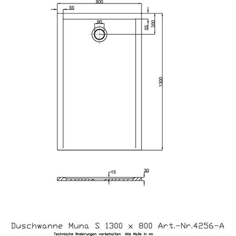 Receveur de douche Hoesch MUNA S 1300x800x30mm blanc