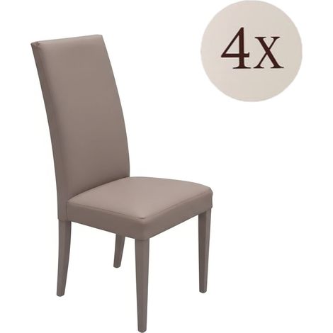 Set di Sedie Ferraris, 4 Sedie, Imbottito, Effetto Laccato, Grigio Tortora