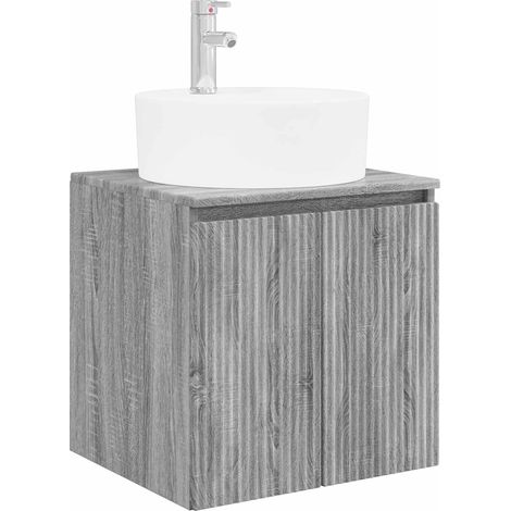 Wall-Mounted Sink Vanity Grey Sonoma 49.5 x 44.5 x 65 cm vidaXL