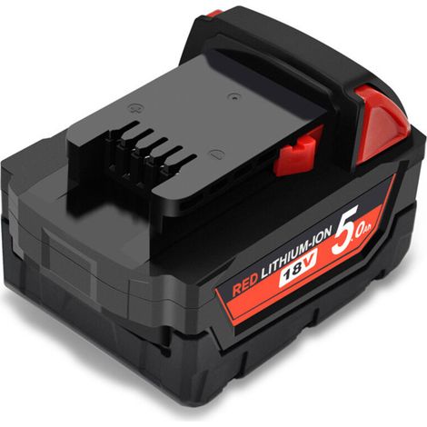 Batterie de remplacement 18V 5.0Ah Li-ion pour outils Milwaukee M18 – Charge rapide – Protection contre surcharge et décharge excessive (1/5)