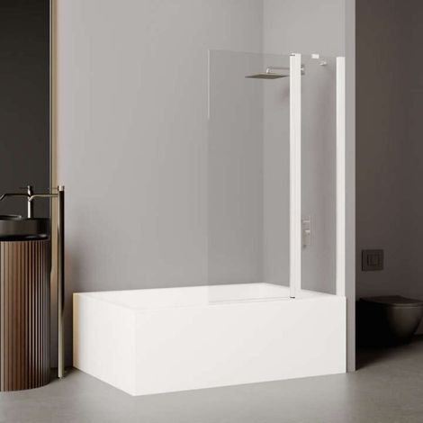 Paroi de baignoire avec fixe ROTH EQUI 2MS - 1100x1500mm - Profilé Blanc Verre clair traité déperlant