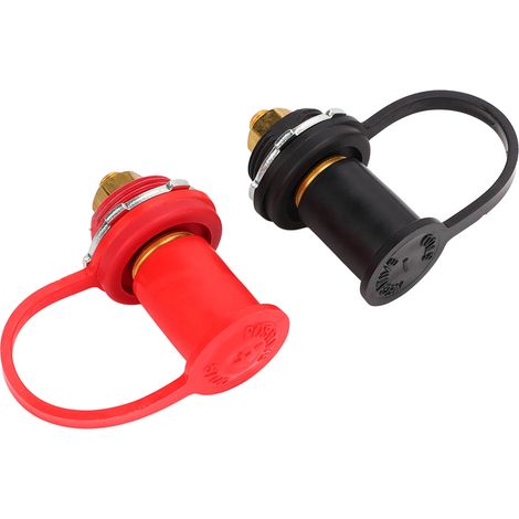 Paire de bornes de batterie 12V en laiton noir et rouge, avec goujons 3/8 pouce, pour chargeur de batterie, camions, bateaux et VTT. (1/5)