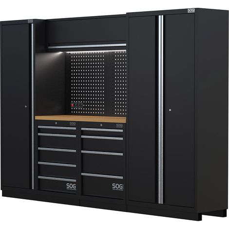 Arredamento modulare per officina e garage SOGI ARR-OFF-2875-L - piano in legno - 2875x465x2000 mm (1/5)