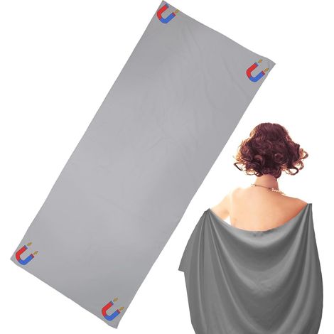 Serviette de Bain Magnétique, 190x75cm Séchage Rapide et Résistante au Sable Serviette avec Clips Magnétiques pour Plage Piscine Yoga la Randonnée Camping et Voyages (Gris) (1/5)