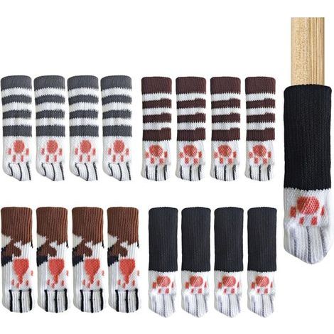 Protège-Pieds de Chaise 16 Pièces - Chaussettes pour Meubles Anti-Rayures et Anti-Bruit avec Motifs Pattes de Chat, pour Pieds Ronds, Carrés, Ovales - Protection Sol Parquet, Stratifié, Carrelage (1/5)