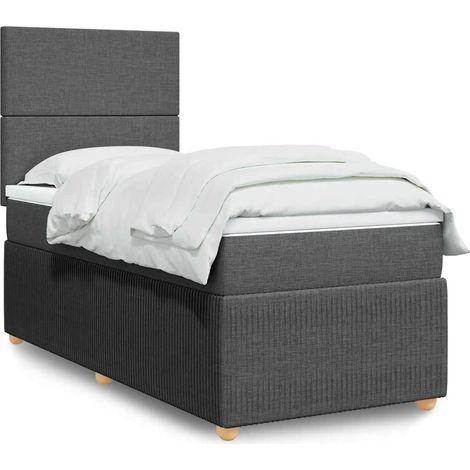 Boxspringbett mit Matratze Dunkelgrau 100x200 cm Stoff