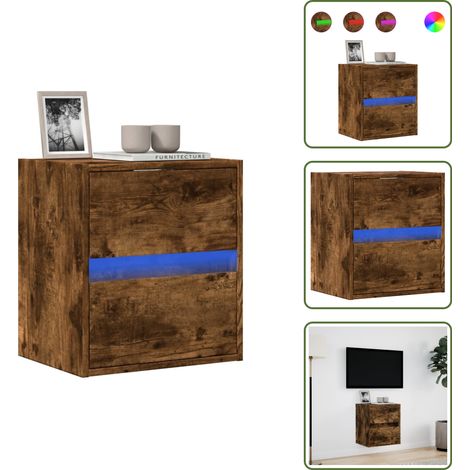 vidaXL TV-Wandschrank mit LED-Beleuchtung Räuchereiche 41x31x45 cm (1/5)