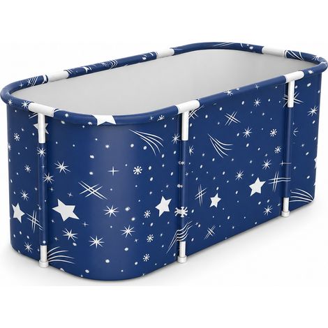 Vasca da bagno pieghevole per adulti 120 cm grande formato blu stellato (1/5)