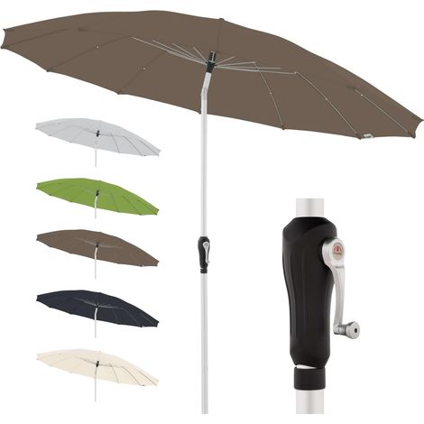 Doppler Ombrellone per il giardino in alluminio I Ombrellone da giardino con funzione di manovella I Ideale per giardino e balcone I 250 cm I Inclinazione versatile I Design orientale (1/4)