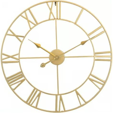 Grande horloge murale ronde rétro en fer, silencieuse, à piles, chiffres romains, style vintage, décoration de salon (1/5)