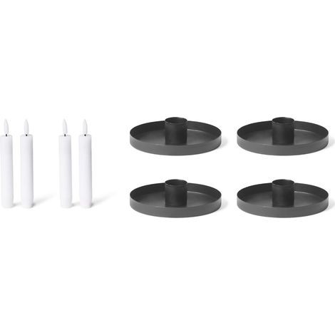 Lot de 4 bougeoirs 9 cm noir avec LED vacillante scandinave
