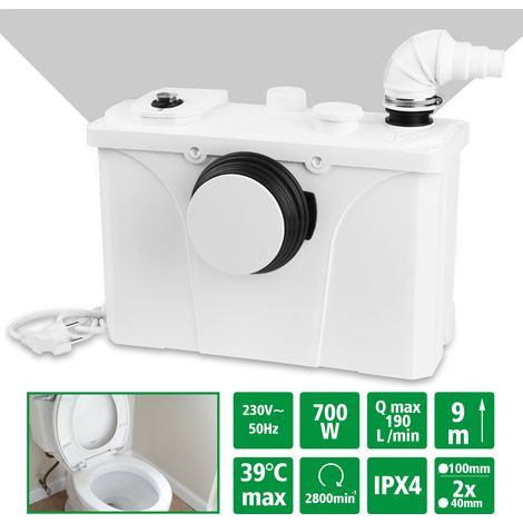 Randaco Hebeanlage mit Zerkleinerer 700W - Fäkalienpumpe für WC, Dusche & Waschbecken - 190L/min Leistung, Leiser Motor, Einfache Installation