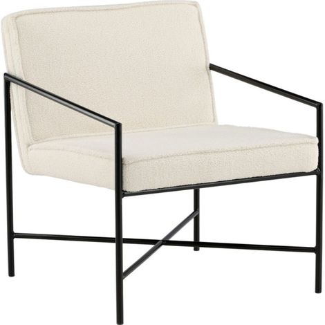 Fauteuil Design Bouclette "Rakel" 78cm Blanc Cassé (1/5)
