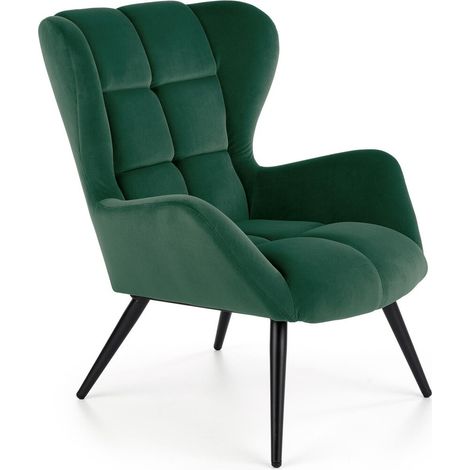 Sillón Houston 1079, Verde oscuro, 91x75x86cm, Tapiz, Patas: Metal, 0